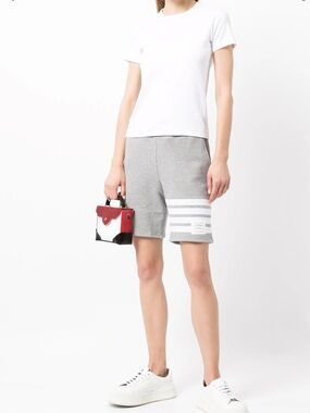 Thom Browne Gray and White 4 bar shorts size 00